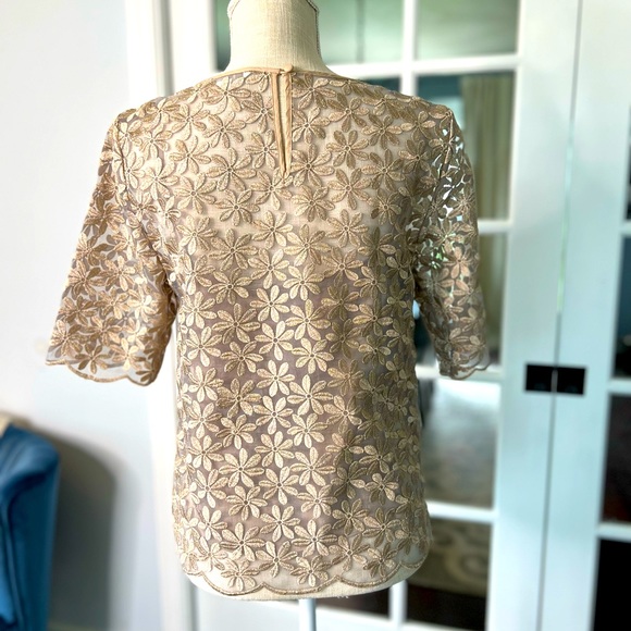 BODEN blouse with gold floral appliqués - Picture 3 of 6